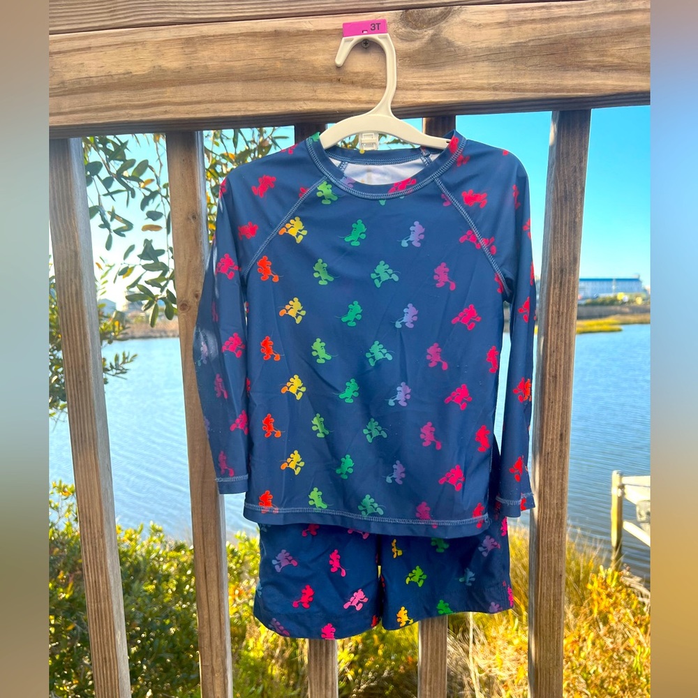 3 YEARS GAP Disney Bathing Suit and Sun Shirt Rainbow Mickey